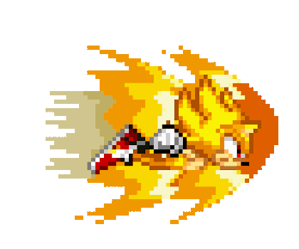 Golden Sonic Power Dashing Across the Screen